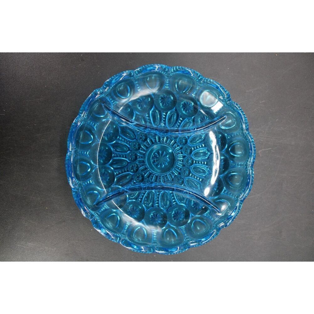 vtg blue moon and stars LE SMITH DIVIDED TID BIT RELISH DISH 8" - Picture 2 of 9